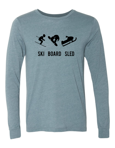 Ski Board Shred Long Sleeve Winter Sports T-shirt