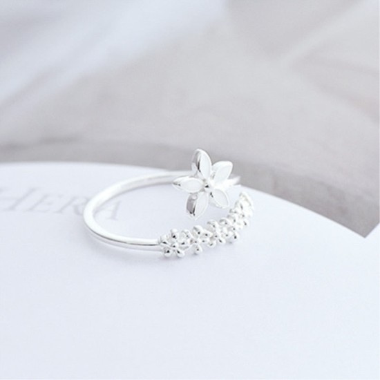 silver flower wrap ring