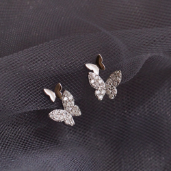 sterling silver double butterfly earrings