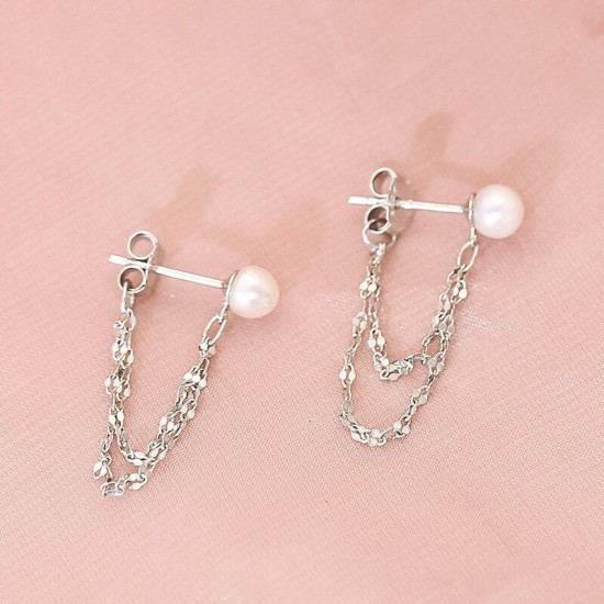 pearls and chains sterling silver earrings