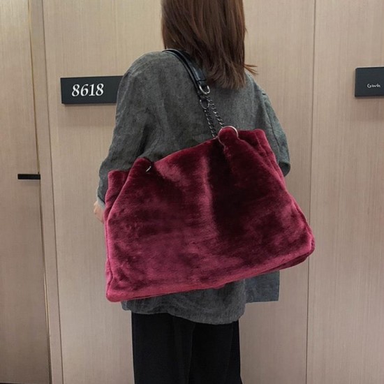 velvet plush shoulder bag