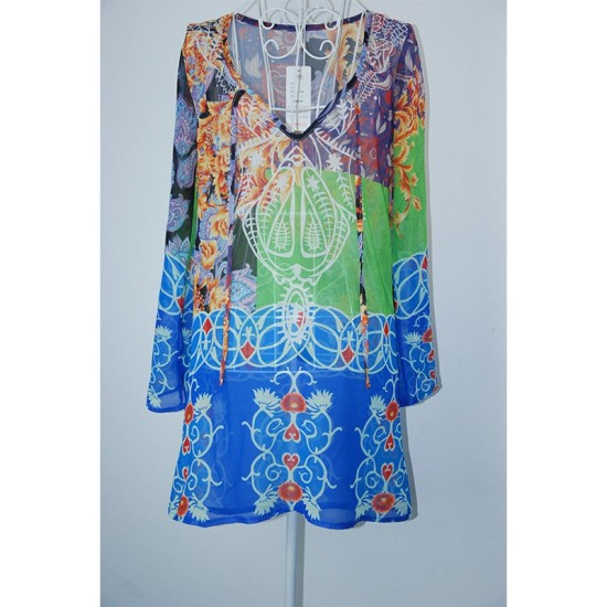 blue boho cover up