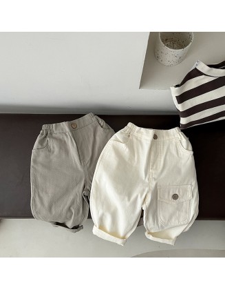 Children's pants spring and autumn baby personality pocket casual pants baby hundred handsome pants spring tide