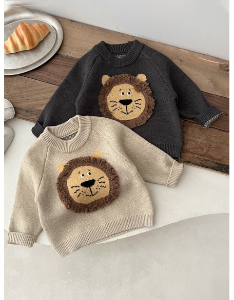 Baby boy sweater children padded lion round neck shirt men and women baby sweater winter clothes