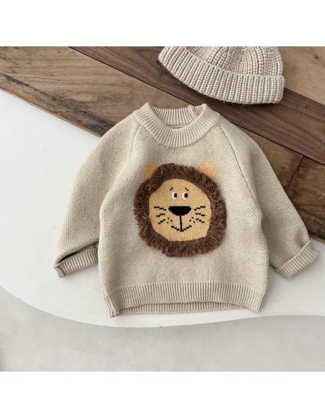 Baby boy sweater children padded lion round neck shirt men and women baby sweater winter clothes