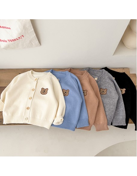 Baby clothes baby long-sleeved sweater coat boys and girls baby five-color bear knit cardigan