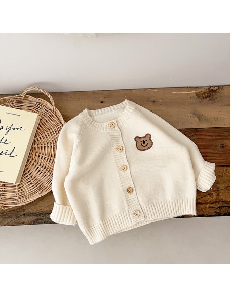 Baby clothes baby long-sleeved sweater coat boys and girls baby five-color bear knit cardigan