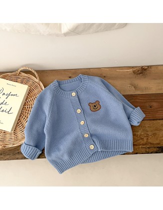 Baby clothes baby long-sleeved sweater coat boys and girls baby five-color bear knit cardigan