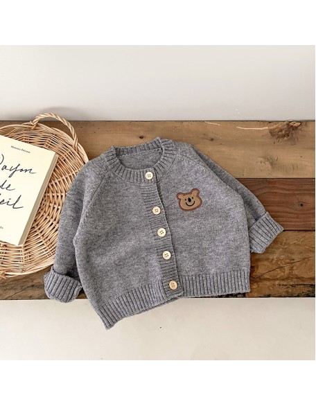 Baby clothes baby long-sleeved sweater coat boys and girls baby five-color bear knit cardigan