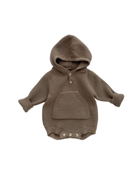 Baby jumpsuit autumn and winter clothes for men and women baby knitted hooded climbing clothes