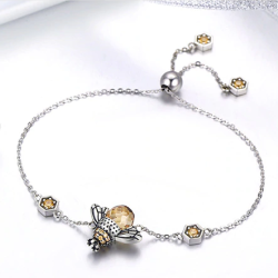 dancing bumble bee sterling silver bracelet